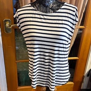 LAST CALL!! Green Envelope Striped Black & White Women's Top, M